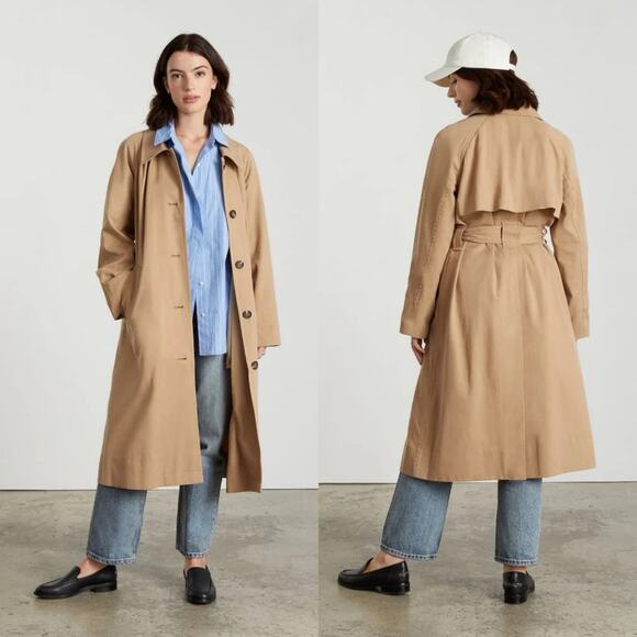 Everlane The Gathered Drape Trench Coat Belted Ash Brown Women Small NWD Classic - Picture 1 of 14
